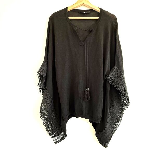 White house black market women V neck pullover sweater butterfly poncho size S - Picture 3 of 11
